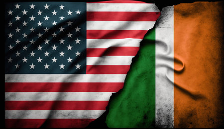 American flag with Irish flag togetherの素材