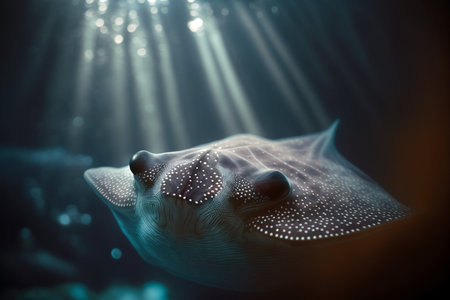 stingray at clear underwaterの素材