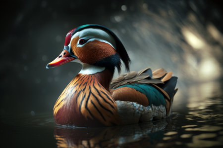 colorful duck on the waterの素材