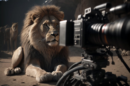 Lion uses cameraの素材