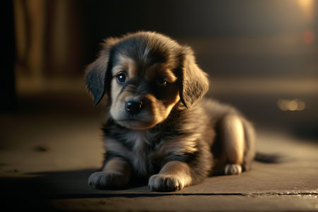 Cute puppy looks at cameraの素材