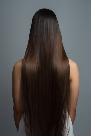 Woman with beautiful healthy shiny long hair from behind for advertisementの素材