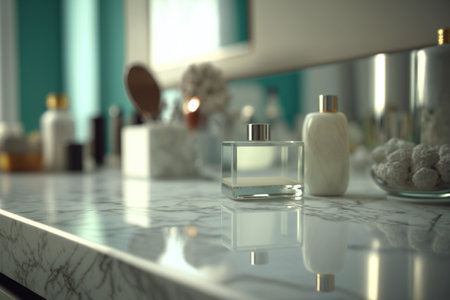 Podium for product advertisement or restaurant menus with beautiful backgroundの素材