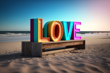 Colorful sign says loveの素材