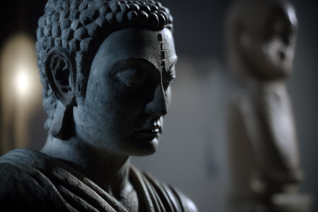 Ancient statue in nightの素材