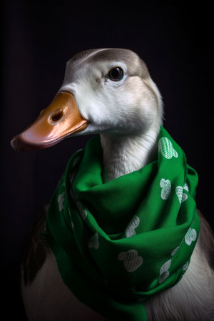 Goose with scarf, copy spaceの素材