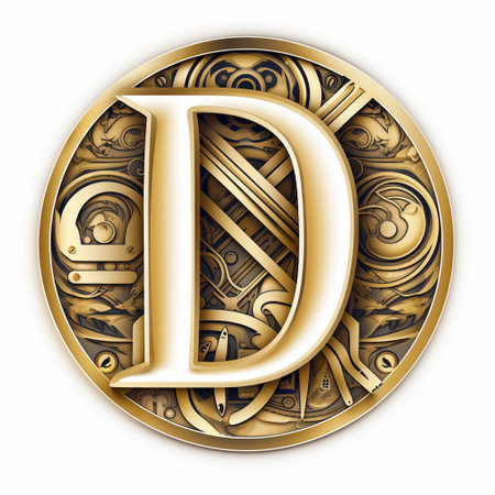 golden font letter Dの素材