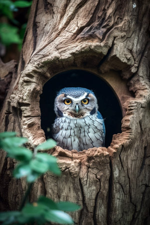 great horned owl in the nightの素材