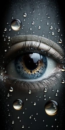close up of a female eye with colorful make upの素材