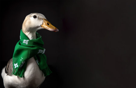 Goose with scarf, copy spaceの素材