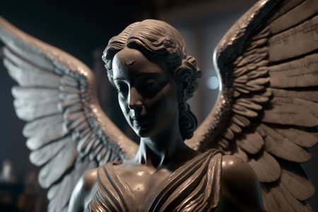 Ancient statue in nightの素材