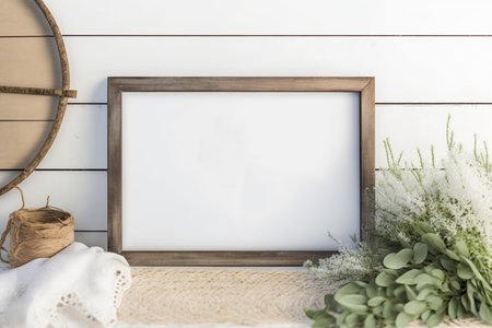 Empty picture frame with copy space for quotes, products, photosの素材