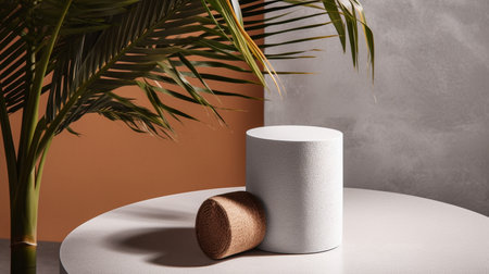 Podium for product advertisement or restaurant menus with beautiful backgroundの素材