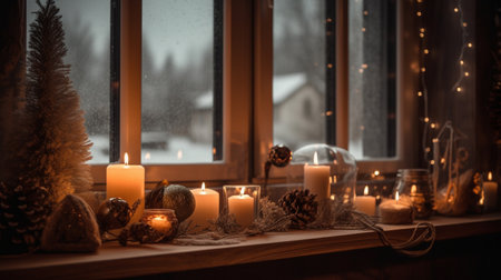 christmas decoration with candlesの素材