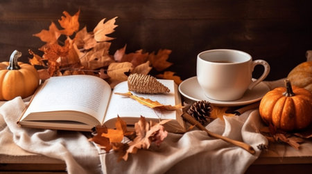 Blank notebook on beautiful backgroundの素材