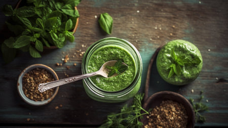 herbs in a glass jarの素材