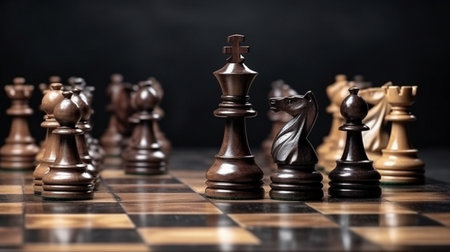 Expensive chess pieces on blackの素材