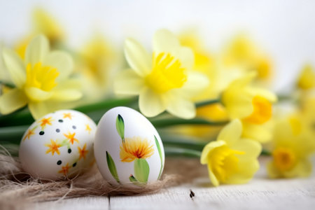 easter eggs and flowersの素材