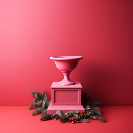 Podium for product advertisement or restaurant menus with beautiful backgroundの素材