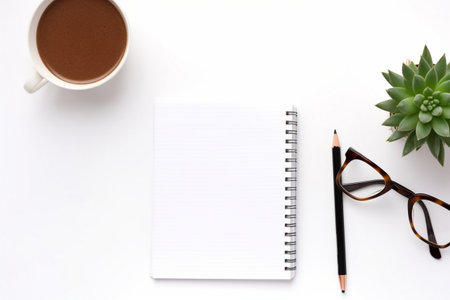 Blank notebook on white backgroundの素材
