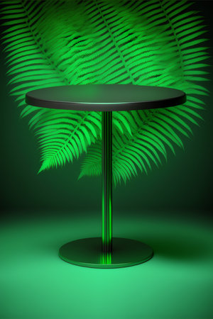 Podium for product advertisement or restaurant menus with beautiful backgroundの素材