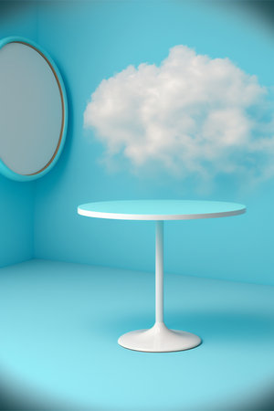 Podium for product advertisement or restaurant menus with beautiful backgroundの素材