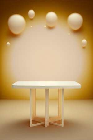 Podium for product advertisement or restaurant menus with beautiful backgroundの素材
