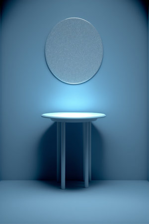 Podium for product advertisement or restaurant menus with beautiful backgroundの素材