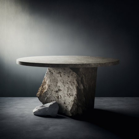 Podium for product advertisement or restaurant menus with beautiful backgroundの素材