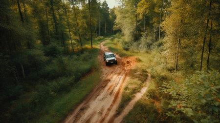 Fast car at forest in summerの素材