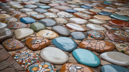 Elegantly designed stones on the beachの素材