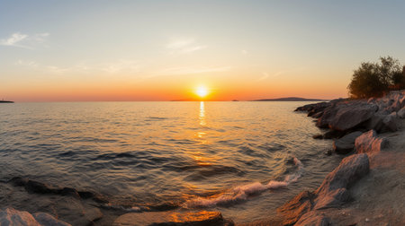 Beautiful calm waters with clean beachの素材