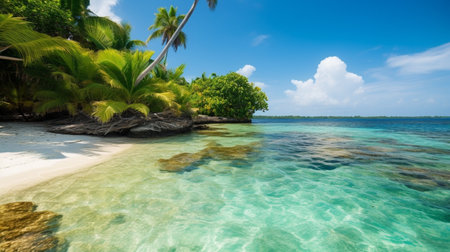Beautiful calm waters with clean beachの素材