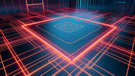 Futuristic marble floor with lightingの素材
