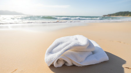 White towel on the beachの素材