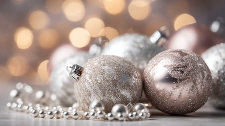 christmas decoration on marble tableの素材