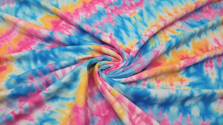 close up of colorful shibori patterned fabricの素材