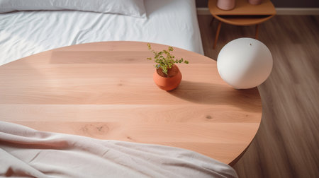 Podium for product advertisement or restaurant menus with beautiful backgroundの素材