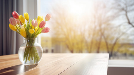 Podium for product advertisement or restaurant menus with beautiful backgroundの素材
