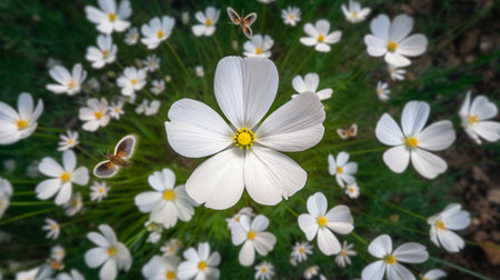 white beautiful flowers in the gardenの素材