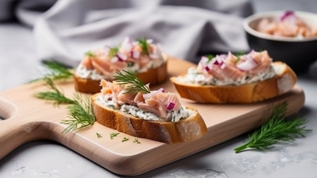 Delicious canape with smoked salmonの素材