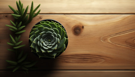 Beautiful flower on a wooden tableの素材