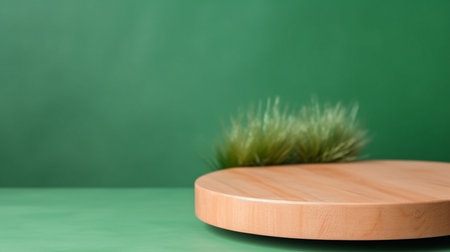 Podium for product advertisement or restaurant menus with beautiful backgroundの素材