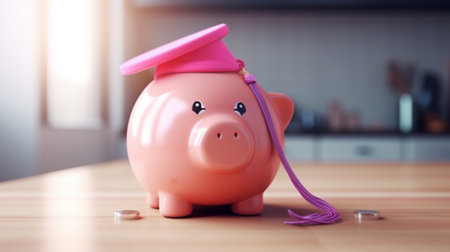 Cute little piggy bank at houseの素材
