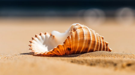 Cute beautiful seashell on the beachの素材