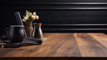 Podium for product advertisement or restaurant menus with beautiful backgroundの素材