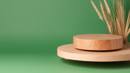 Podium for product advertisement or restaurant menus with beautiful backgroundの素材