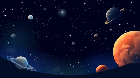 Moon and stars with galaxy backgroundの素材