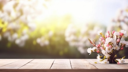 Podium for product advertisement or restaurant menus with beautiful backgroundの素材