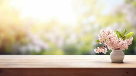 Podium for product advertisement or restaurant menus with beautiful backgroundの素材